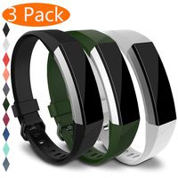KingAcc Compatible Replacement Bands for Fitbit Alta HR, Fitbit Alta, Silicone Fitbit Alta HR Band Alta Band, Buckle Wristband Strap Women Men (3-Pack, Black&White&ArmyGreen, Large)