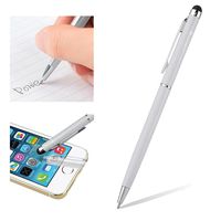 Insten 2-in-1 Capacitive Touch Screen Stylus Ballpoint Pen for Huawei Google Nexus 6P; LG 5X; iPhone 11/11 Pro/11 Pro Max/XS/XS Max/XR/ 7+/ 6S, Galaxy S10/ Note 9/Note 8/ S7/S9/S9+ / S7, Silver