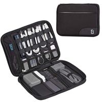 BGTREND Electronics Travel Organizer, Oxford Cable Bag with Strap, Large Tech Organizer Case, Black