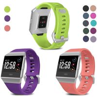 SKYLET Compatible with Fitbit Ionic Bands, 3 Pack Soft Replacement Sport Wristbands Compatible with Fitbit Ionic Smart Watch with Buckle Men Women(Lime, Purple, Peach Pink Small)