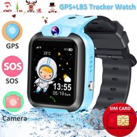 Waterproof Kids Smart Watch Phone [Provide 2G SIM Card] GPS+LBS Tracker Location Smartwatch for Age 3-12 Boys Girls Touchscreen Wrist Watch SOS Call Voice Chat Camera Game Christmas Birthday Gifts