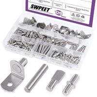 Swpeet 120Pcs 4 Styles Shelf Pins Kit, Top Quality Nickel Plated Shelf Bracket Pegs Cabinet Furniture Shelf Pins Support for Shelf Holes on Cabinets, Entertainment Centers