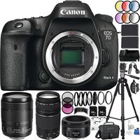 Canon EOS 7D Mark II Camera 39PC Kit - International Version (No Warranty) w/Canon EF-S 18-135mm f/3.5-5.6 is USM Lens, Canon EF 75-300mm f/4-5.6 III Lens, Canon EF 50mm f/1.8 STM Lens, More