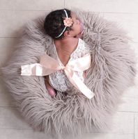 Newborn Lace Romper Baby Girl Outfit Photography Prop Vintage Newborn Romper with Ribbon Bow and Matching Headband