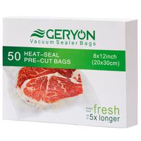 GERYON Vacuum Sealer Bags, Pre-Cut Food Sealer Bags Quart Size 8"x12" for Food Saver & Sous Vide Cooking, 50 Count