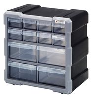 Quantum Storage Systems PDC-12BK Clear Plastic Drawer Cabinet, 12 Drawers