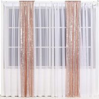 Eternal Beauty Glitter Sequin Backdrop Curtains for Wedding Party Decor, Sequence Christmas Backdrop Curtain (2 Pack, W2 x H8FT,Rose Gold)