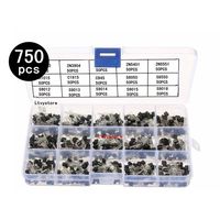 NPN PNP Power Transistors Set, Three Pins TO-92 Transistor Assorted Assortment Box Kit, Range 2N2222-S9018, 15Values, Total 750PCS,by Ltvystore