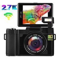 Digital Camera Vlogging Camera,24MP Ultra HD 2.7K WiFi YouTube Camera with 3.0 Inch Flip Screen and Retractable Flashlight (AC1)