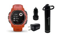 Garmin Instinct Rugged GPS Watch and Wearable4U Ultimate Power Pack Bundle (Flame Red)