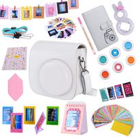 Tiessic Instax Mini 9 Camera Accessories Bundles Compatible with FujiFilm Instax Mini 9 Mini 8 Mini 8+ Camera with Mini 9 Case,108 Photos Mini Photo Album ,etc. (Smokey White，14 Items)