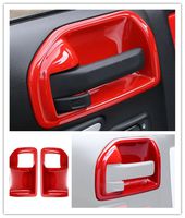 FMtoppeak Red 4 Pcs Inner Door Handles Bowl Cover Trim Chrome for 2011-2017 Jeep Wrangler 4 Door
