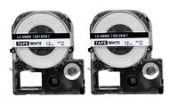 2-Pack Compatible LC-4WBN9（LK-4WBN9) Label Tape for Labelworks Label Tape Cartridge LW-300 LW-400 LW-600P,12MM (1/2inch) X26.2ft,Black on White