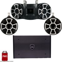 Wet Sounds REV 3-Some & Amp- REV410 & REV10 Tower Speakers & A SYN-DX 6 Amplifier (Black w/Fixed Clamps)