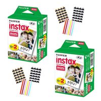 FujiFilm Instax Mini Instant Camera Film: White (2 Packs: 40 Film Sheets) + Bundle with 6 Sheets of Self-Adhesive Photo Corners | Compatible with Mini 9, Mini 8, Mini 25, Mini 90, Fuji SP-1, SP-2