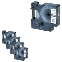 NineLeaf 5 Pack Black on White Industrial Permanent Polyester Label Tape Compatible for Dymo 18483 Rhino 4200 5000 5200 6000 Label Maker (1/2"x18ft)