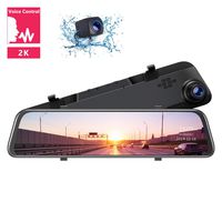 TOGUARD 2K Mirror Dash Cam 12" Backup Camera Voice Control Touch Screen Front and Rear Dual Dash Camera for Cars Rear View Mirror Camera with 1080P Waterproof Rear Camera