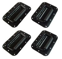 2 PAIR SPEAKER DJ BOX RECESSED SPRING LOADED FLIP HANDLE BLACK SPEAKER AMP RACK