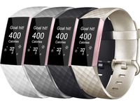 Tobfit Sport Bands Compatible for Fitbit Charge 3 and Charge 3 SE, 4 Pack, Soft Rubber Strap for Women/Men, Black, Champagne Gold, White, Grey, Small