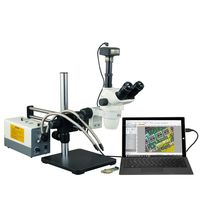 OMAX 2X-270X 14MP Digital Simul-Focal Zoom Stereo Microscope with 150W Cold Y Fiber Light and Ball Bearing Double Bar Boom Stand