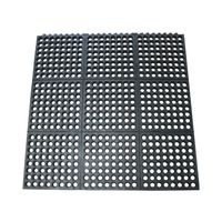 Rubber-Cal 03-122-INT-BK"Dura-Chef Commercial Interlock" Anti-Fatigue Rubber Matting, 36" x 36" x 1/2", Black