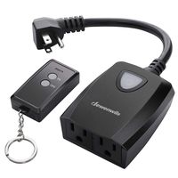 DEWENWILS Outdoor Indoor Remote Control Outlet Power Strip Weatherproof, Expandable Wireless Electrical Plug in Light Switch, 15 AMP Heavy Duty, 7-Inch Extension Cord, 100 FT Range, ETL Listed, Black