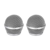 uxcell 2pcs Microphone Ball Head Mesh Grill Metal Windscreen with Black Interior Foam Filter for PG48 PG58 PGX2 BLX288 PG288 PGX24