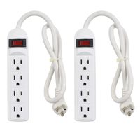 J.VOLT 4-Outlet Power Strip, 15A 125V 1875W, 90 Joules, 20-Inch Short Cord with Angled Plug, ETL Listed (Pack of 2)