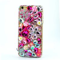 STENES iPod Touch (6th Generation) Case - Luxurious Crystal 3D Handmade Sparkle Diamond Rhinestone Clear Cover with Retro Bowknot Anti Dust Plug - Snow Starfish Flowers Love/Pink