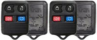 KeylessOption Just the Case Keyless Entry Remote Car Key Fob Shell Replacement - Black (Pack of 2)