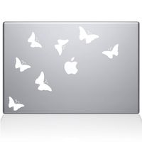 The Decal Guru 1029-MAC-13A-W Butterflies Decal Vinyl Sticker, 13" Macbook Air, White
