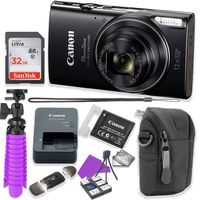 Canon PowerShot ELPH 360 HS Digital Camera (Black) Accessory Bundle with Flexible Spider Tripod, 32GB Memory, Camera Case and More.