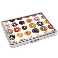 Donut Sweet Chocolate Dessert Recipes Cigarettes Case Design Stainless Steel ID Holder Stylish Credit Card Travel Portable Wallet