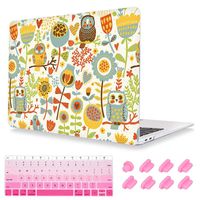 Lovely Animal Rubberized Clear Laptop Sleeve + Keyboard Skin + Dust Plug for MacBook Pro Retina 15 case (Model:A1398) - Clorful Floral Owl