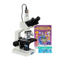 OMAX 40-2500X LED Digital Trinocular Lab Microscope + 3MP Camera + Blank Slides + Covers + Lens Paper + Book