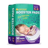 Sposie Booster Pads Diaper Doublers, 30 Pads - for Overnight Diaper Leaks, No Adhesive for Easy repositioning, Fits Diaper Sizes 4-6