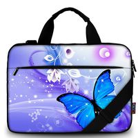 iColor 15" Canvas Laptop Shoulder Messenger Bags 14" 15.4 Inch Office Briefcase 15.6" Computer PC Notebook Tablet Handle Cases Carrying Sleeve Cover Holder (14"~15.6", Blue Butterfly)