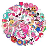 Cute Pink Stickers(60Pcs),Laptop and Water Bottle Decal Aesthetic Sticker Pack for Teens, Girls, Women Vinyl Stickers Waterproof