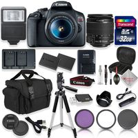Canon EOS Rebel T7 DSLR Camera with 18-55mm EF-s f/3.5-5.6 is II Lens + 32GB High Speed Memory + Shoulder Bag + Tripod + Full Accessory Bundle