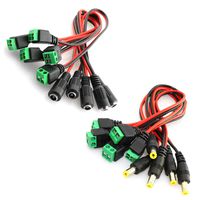 DGZZI 5 Pair Male and Female DC Power Pigtail with Terminal Jack Socket 2.1mm 5.5mm Connectors for CCTV Security Surveillance Camera