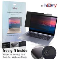 Homy Laptop Privacy Screen 14.0 inch Widescreen Matte - Protect Your Eyes Against Blue Light, BONUS: Anti Spy Web Camera Sliding Cover for Computer & Storage Folder for Security Filter When Not In Use