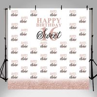 Sensfun Sweet Sixteen 16 Backdrop Birthday Rose Gold Step and Repeat Girl's 16th Princess Photography Background 6x6ft Happy 16th Birthday Party Banner Decoration Vinyl Photo Booth Backdrops