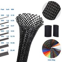 Wire Loom Braided Wire Sleeve PET Braided Wire Loom 0.5 Inch Pet Braided Cable Sleeve 25FT PET Expandable Braided Sleeving Black