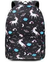 Backpack for Girls Women Boy College Laptop Bookbag High Middle Lightweight School Bag Travel Daypack(Black Uicorn)