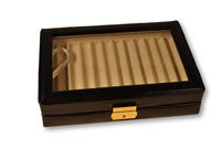 Budd Leather Company Leather Pen Box with Glass Top, Pack of 12, Black (500432-1)