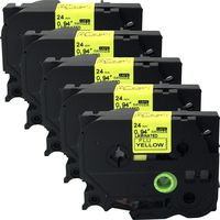 NEOUZA 5PK Compatible for Brother P-Touch Laminated Tze TZ Label Tape Cartridge 24mm x 5m (TZe-C51 Black on Fluorescent Yellow)