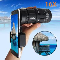 AutumnFall Monocular Telescope, 2017 New 16x52 Zoom Hiking Dual Focus Optical Lens Monocular Telescope 66M/8000M Phone Holder Pouch For Cellphone (Black)