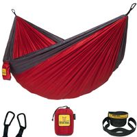 Wise Owl Outfitters Hammock for Camping Single & Double Hammocks Gear for The Outdoors Backpacking Survival or Travel - Portable Lightweight Parachute Nylon DO Red & Charcoal
