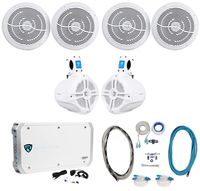 (4) Rockville RMC80W 8" 1600w Marine Boat Speakers+(2) Wakeboards+Amp+Wire Kit