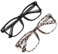 MEETSUN Blue Light Blocking Glasses, Anti Eye Strain Headache (Sleep Better),Computer Reading Glasses UV400 Transparent Lens (2 Pack Black +Leopard/Spring Hinge, 53)